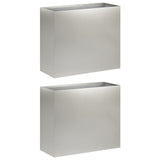 Garden Planter 2 pcs Silver 50 x 20 x 40 cm Stainless Steel 8005451