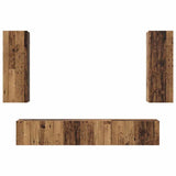 TV Cabinet Set Wall-mounted 5 pcs Old Wood Engineered Wood 3393450