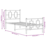 Metal Bed Frame without Mattress with Footboard White 80x200cm 374299