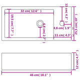 Basin with Faucet Hole Rectangular Ceramic White 46x25.5x12 cm 142343