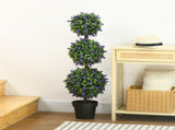 Set of 2 Artificial Plants, Lavender Flowers Ball Trees with Pot, for Home Indoor Outdoor Decor, T3398P328331