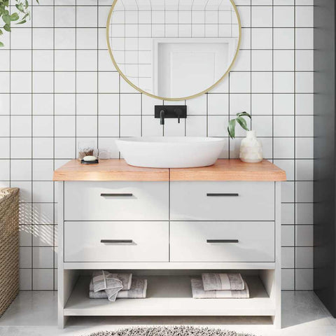 Bathroom Countertop Light Brown 120x40xcm Treated Solid Wood 3156140