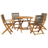 5 Piece Garden Dining Set Grey Polypropylene and Solid Wood 3281818