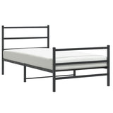 Metal Bed Frame without Mattress with Footboard Black 100x200cm 355378