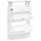 Shoe Cabinet High Gloss White 63x24x104 cm Engineered Wood 342566