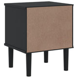 Bedside Cabinet SENJA Rattan Look Black 40x35x48 cm Solid Wood Pine 358012