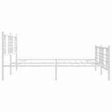 Metal Bed Frame without Mattress with Footboard White 183x213cm 376396