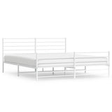 Metal Bed Frame without Mattress with Footboard White 180x200cm 352390