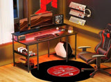 LED Computer Desk, with Power Outlets and Shelves - Black T3398P343176