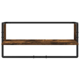 4 Piece Wall Shelf Set with Bars Smoked Oak Engineered Wood 836310