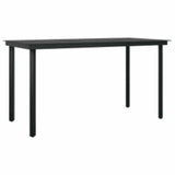 5 Piece Garden Dining Set Black Poly Rattan Glass 3334585