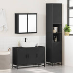 ZNTS 3 Piece Bathroom Furniture Set Black Engineered Wood 3301070