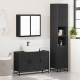ZNTS 3 Piece Bathroom Furniture Set Black Engineered Wood 3301070