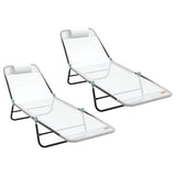 Folding Sun Lounger 2 pcs Cream 182 x 55 x 85.5 cm Textilene 42003157