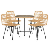 ZNTS 5 Piece Garden Dining Set Poly Rattan 3157843