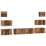 TV Cabinet Set Wall-mounted 8 pcs Old Wood Engineered Wood 3393153