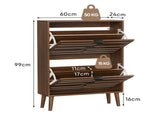 60cm Walnut Shoe Storage Cabinet,Medieval Modern Independent Shoe Cabinet, Fence Shoe Cabinet with 2 W6296P537668