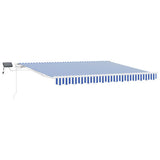 Retractable Awning Manual Blue and White 350 x 250 cm 3081614