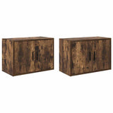 ZNTS Garage Wall Cabinets 2 pcs Smoked Oak Engineered Wood 860652