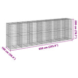Gabion Basket with Cover 650x100x200 cm Galvanised Iron 3295236
