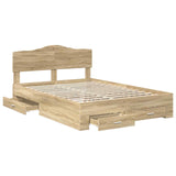 Bed Frame with Drawer Sonoma Oak 140 x 200 cm Engineered Wood 3413186