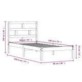 Bed Frame White Solid Pine Wood Single Durable Rectangular 3101184