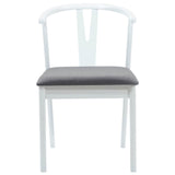 Dining Chair 2 pcs White and Grey Solid Rubber Wood 42020406