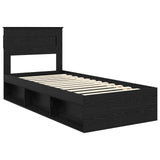 Bed Frame with Headboard Black 100 x 200 cm Solid Pine Wood 3409792