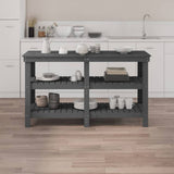 Work Bench Grey 142.5x50x80 cm Solid Wood Pine 823651