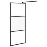 Walk-in Shower Wall with Shelf Black 80x195 cm ESG Glass&Aluminium 3185451