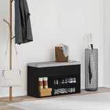 Shoe Bench with Shelf Black Oak 80 x 30 x 45 cm Engineered Wood 862703