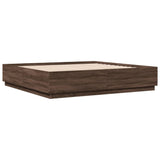 Bed Frame with LED without Mattress Brown Oak 200x200 cm 3209589