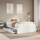 Bed Frame without Mattress with Drawers White 160x200 cm Solid Wood Pine 3308799
