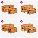Storage Chest Set 2 Pieces Rough Mango Wood 241634