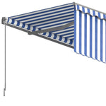 ZNTS Manual Retractable Awning with Blind 3.5x2.5m Blue&White 3069396