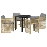 Garden Dining Set 5 pcs Beige Poly Rattan 3380793