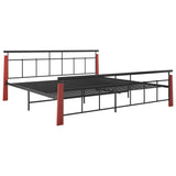 Bed Frame without Mattress Metal and Solid Oak Wood 200x200 cm 324896