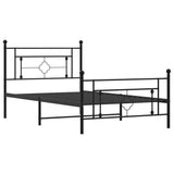 Metal Bed Frame without Mattress with Footboard Black 107x203cm 374353