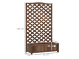 53L Garden Wooden Planter Box with Trellis Free Standing Flower Raised Bed with Lattice for Climbing T3398P325312