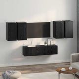 TV Cabinet Set Wall-mounted Black Oak Engineered Wood 3393304