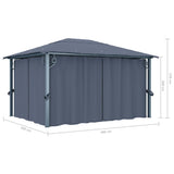 Gazebo with Curtain 400 x 300 cm Anthracite Aluminium 48045