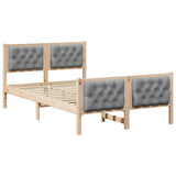 Bed Frame Light Grey 120 x 190 cm Solid Pine Wood 878414