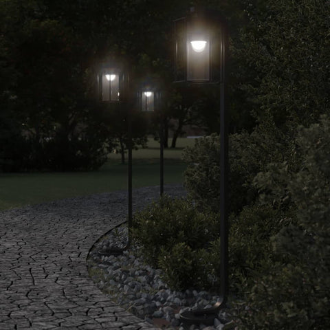 ZNTS Outdoor Floor Lamps 3pcs Black 100 cm Stainless Steel 4006348