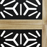 Room Divider 3 Panels Brown and Black Solid Wood Paulownia 358798
