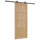 Sliding Door Natural and Black 86 x 211 cm Solid Pine Wood 3333372