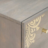 Sideboard Grey and Gold 60 x 33 x 75 cm Solid Mango Wood 4018775