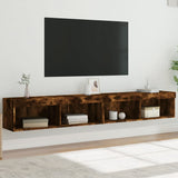 TV Cabinets with LED Lights 2 pcs Smoked Oak 100x30x30 cm 837164