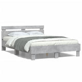 ZNTS Bed Frame with LED without Mattress Concrete Grey 120x200 cm 3207556