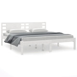 Bed Frame without Mattress White 200x200 cm Solid Wood Pine 3104239