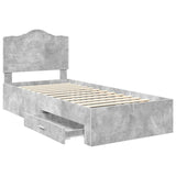 Bed Frame with Drawer Concrete Grey 90 x 190 cm Engineered Wood 3413660